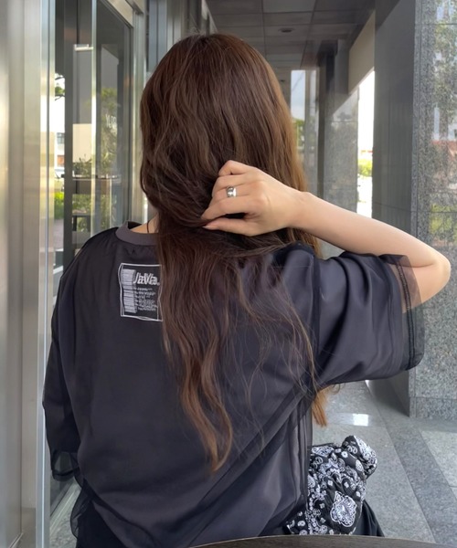 ジェンダーレス レイヤード チュール Tシャツ ユニセックス 限定 1枚でレイヤードが完成。チュールレイヤードバックプリントT