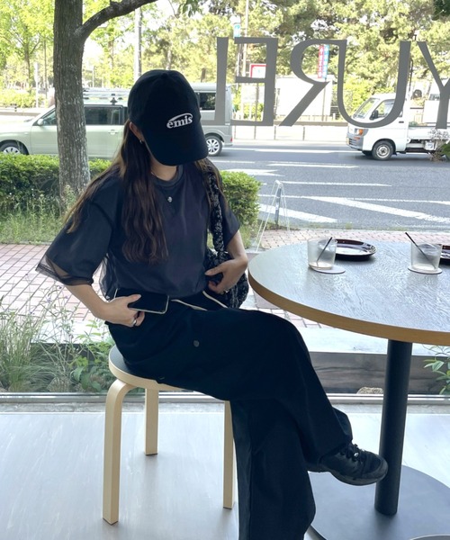 Java（ジャバ）の「《JaVa ジャバコラボ》チュールがひとさじのモード感をプラス。夏 大活躍のチュールレイヤードバックプリントシンプルTシャツ（Tシャツ/カットソー・レディース・チャコールグレー×ブラック/ホワイト×ブラック/ベージュ系その他/ピンク系その他/ホワイト×ライトグレー・X-LARGE/LARGE/MEDIUM/SMALL）」の21枚目の写真