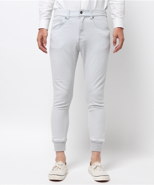 VENCEEXCHANGE（ヴァンスエクスチェンジ）の「ドビーデニム裾リブパンツ（デニムパンツ・メンズ・ネイビー/オフホワイト・MEDIUM/LARGE/SMALL）」の5枚目の写真