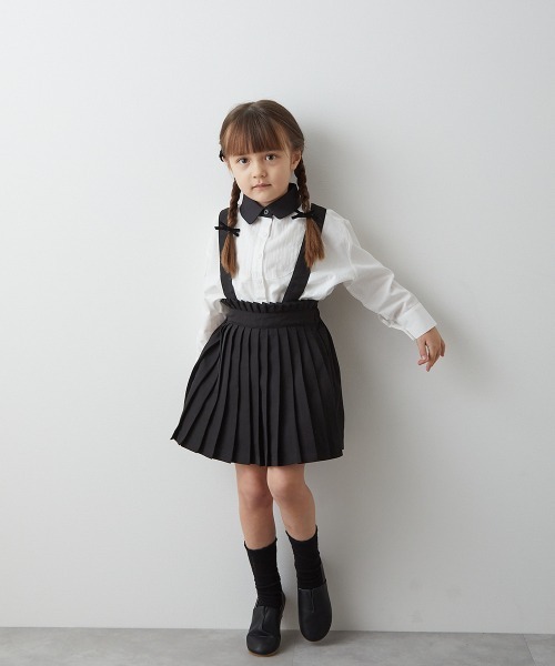 riziere（リジェール）の「サス付きプリーツキュロットスカート（スカート・キッズ・ブラック・150/140/130/120/110/100/160）」の3枚目の写真