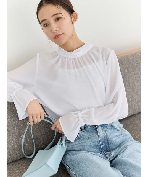 fifth(フィフス)の「キャンディースリーブシアーブラウス(シャツ/ブラウス・レディース・ベージュ/ホワイト/ブラック/サックスブルー・M)」の1枚目の写真