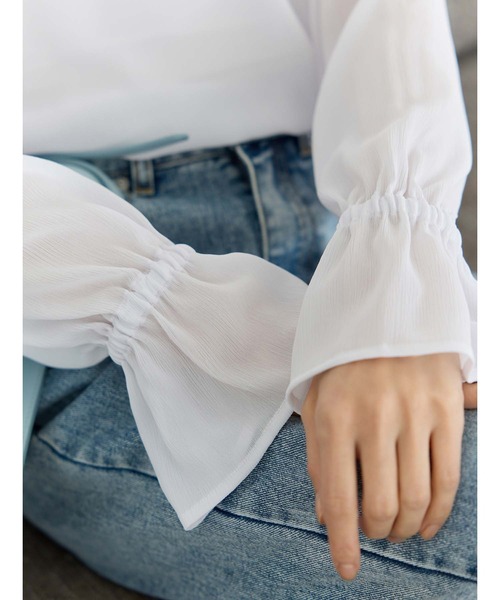 fifth(フィフス)の「キャンディースリーブシアーブラウス(シャツ/ブラウス・レディース・ベージュ/ホワイト/ブラック/サックスブルー・M)」の20枚目の写真