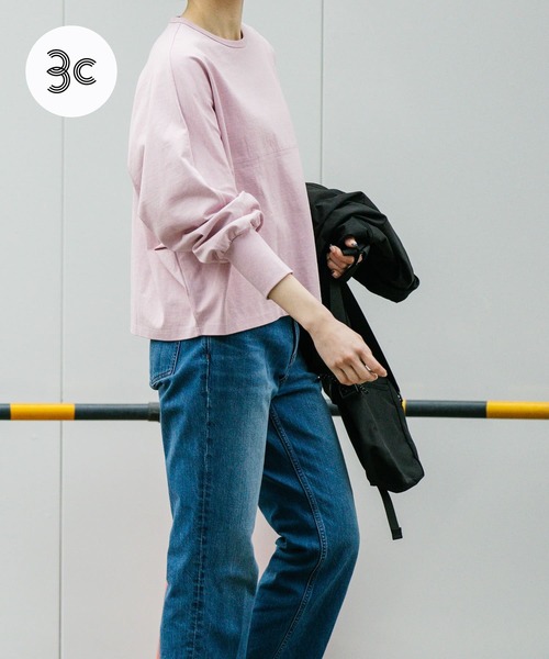 EKAL（エカル）の「スプリットドルマンカットソー（Tシャツ/カットソー・レディース・ピンク/オフホワイト/ブラック・ONE）」の3枚目の写真