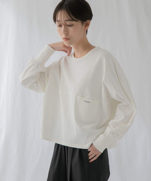 EKAL（エカル）の「スプリットドルマンカットソー（Tシャツ/カットソー・レディース・ピンク/オフホワイト/ブラック・ONE）」の8枚目の写真