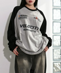 FOLLOWIN（フォロウィン）の「[UNISEX][カップルコーデおススメ!]ストリートオーバールックレタリング配色バシティ長袖ロングTシャツ（Tシャツ/カットソー）」