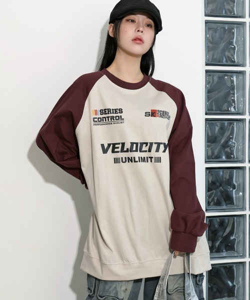 FOLLOWIN（フォロウィン）の「[UNISEX][カップルコーデおススメ!]ストリートオーバールックレタリング配色バシティ長袖ロングTシャツ（Tシャツ/カットソー・レディース・ベージュ/チャコールグレー/グレー/ブルー・FREE）」の18枚目の写真