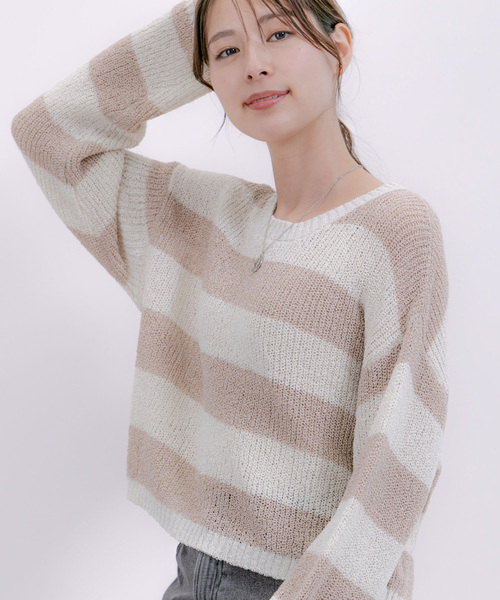 Jayro（ジャイロ）の「片畦ボーダープルオーバー（ニット/セーター・レディース・ホワイト系その他/ホワイト系その他3/ホワイト系その他2・M）」の14枚目の写真