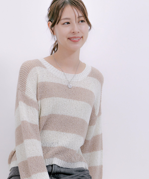 Jayro（ジャイロ）の「片畦ボーダープルオーバー（ニット/セーター・レディース・ホワイト系その他/ホワイト系その他3/ホワイト系その他2・M）」の16枚目の写真