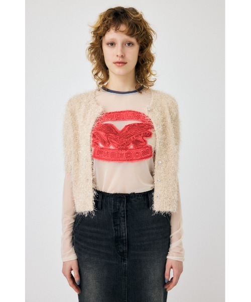 MOUSSY(マウジー)の「SHAGGY GLITTER KNIT カーディガン(カーディガン/ボレロ・レディース・ブラウン/ライトグレー/ネイビー/キナリ・FREE)」の13枚目の写真
