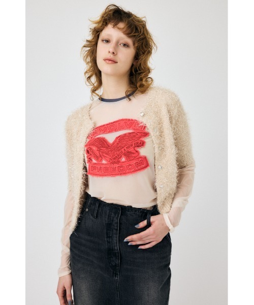 MOUSSY(マウジー)の「SHAGGY GLITTER KNIT カーディガン(カーディガン/ボレロ・レディース・ブラウン/ライトグレー/ネイビー/キナリ・FREE)」の15枚目の写真