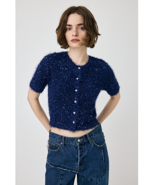 MOUSSY(マウジー)の「SHAGGY GLITTER KNIT カーディガン(カーディガン/ボレロ・レディース・ブラウン/ライトグレー/ネイビー/キナリ・FREE)」の5枚目の写真