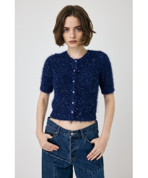 MOUSSY(マウジー)の「SHAGGY GLITTER KNIT カーディガン(カーディガン/ボレロ・レディース・ブラウン/ライトグレー/ネイビー/キナリ・FREE)」の6枚目の写真