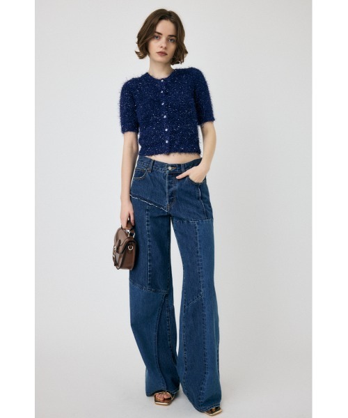 MOUSSY(マウジー)の「SHAGGY GLITTER KNIT カーディガン(カーディガン/ボレロ・レディース・ブラウン/ライトグレー/ネイビー/キナリ・FREE)」の7枚目の写真