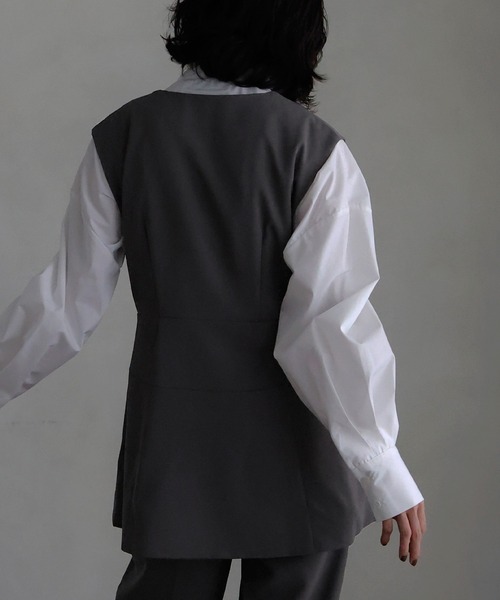 ホワイトペプラム　ベスト Whim Gazette ベスト ジレ ペプラムダンボールジレ レディース