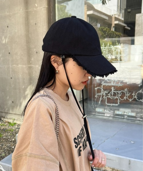 CIAOPANIC TYPY（チャオパニックティピー）の「紐付きフリンジキャップ（キャップ・レディース・サックスブルー/ブラック/アイボリー・ONE SIZE）」の6枚目の写真