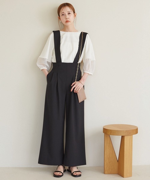 ROPE' PICNIC(ロペピクニック)の「【ご好評につき追加生産】サスペンダー付きパンツ(その他パンツ・レディース・ベージュ/ブラック・40/38/36)」の2枚目の写真