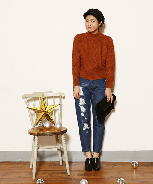 mystic(ミスティック)の「【mystic】ダメージデニムテーパード(デニムパンツ・レディース・ネイビー/ブルー・2/1)」の19枚目の写真