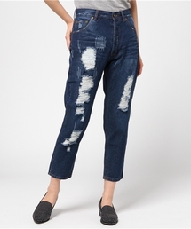 mystic | 【mystic】ダメージデニムテーパード(デニムパンツ)