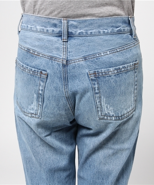 mystic(ミスティック)の「【mystic】ダメージデニムテーパード(デニムパンツ・レディース・ネイビー/ブルー・2/1)」の7枚目の写真