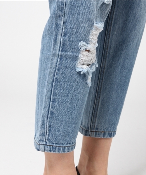 mystic(ミスティック)の「【mystic】ダメージデニムテーパード(デニムパンツ・レディース・ネイビー/ブルー・2/1)」の10枚目の写真