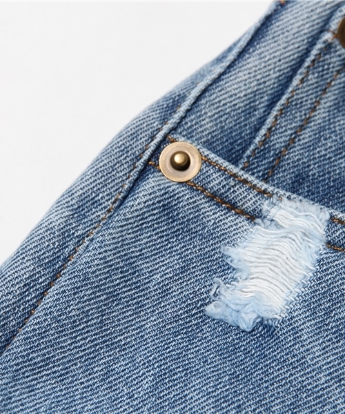 mystic(ミスティック)の「【mystic】ダメージデニムテーパード(デニムパンツ・レディース・ネイビー/ブルー・2/1)」の13枚目の写真