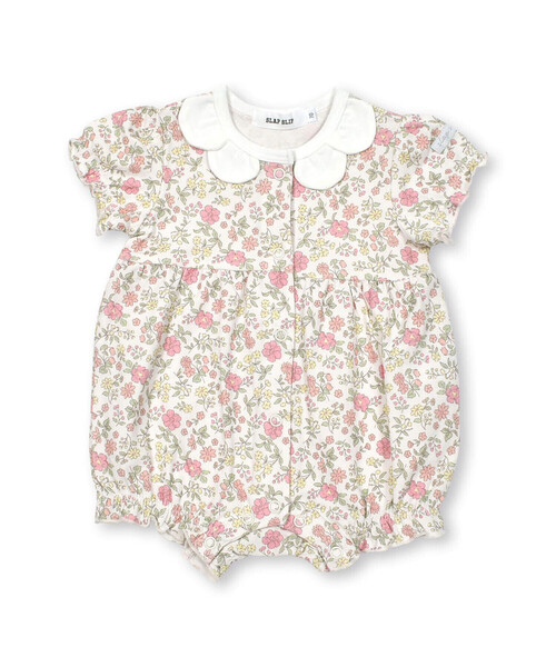 SLAP SLIP BABY（スラップスリップベビー）の「【お揃い】チェリーリボンお花総柄襟付きロンパースベビー(60~80cm)（ロンパース・キッズ・ホワイト系その他2/ピンク系その他/パープル系その他・60cm/70cm/80ｃｍ）」の3枚目の写真