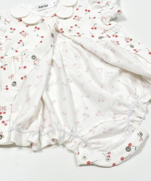 SLAP SLIP BABY（スラップスリップベビー）の「【お揃い】チェリーリボンお花総柄襟付きロンパースベビー(60~80cm)（ロンパース・キッズ・ホワイト系その他2/ピンク系その他/パープル系その他・60cm/70cm/80ｃｍ）」の21枚目の写真