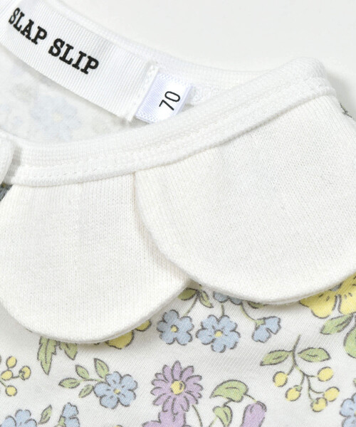 SLAP SLIP BABY（スラップスリップベビー）の「【お揃い】チェリーリボンお花総柄襟付きロンパースベビー(60~80cm)（ロンパース・キッズ・ホワイト系その他2/ピンク系その他/パープル系その他・60cm/70cm/80ｃｍ）」の18枚目の写真