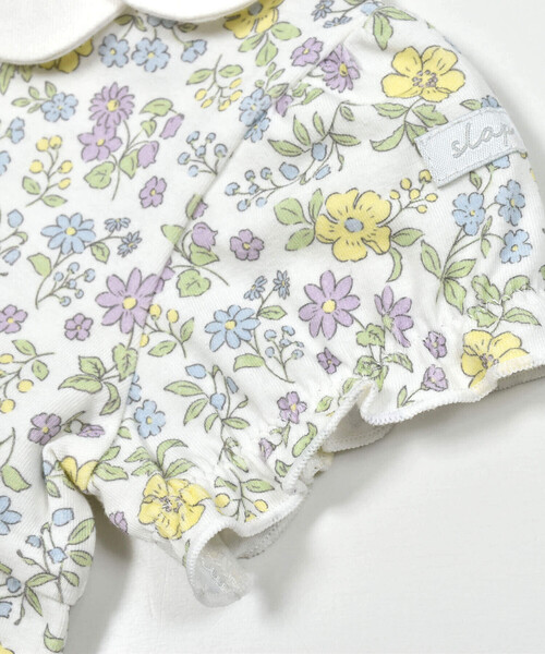 SLAP SLIP BABY（スラップスリップベビー）の「【お揃い】チェリーリボンお花総柄襟付きロンパースベビー(60~80cm)（ロンパース・キッズ・ホワイト系その他2/ピンク系その他/パープル系その他・60cm/70cm/80ｃｍ）」の17枚目の写真