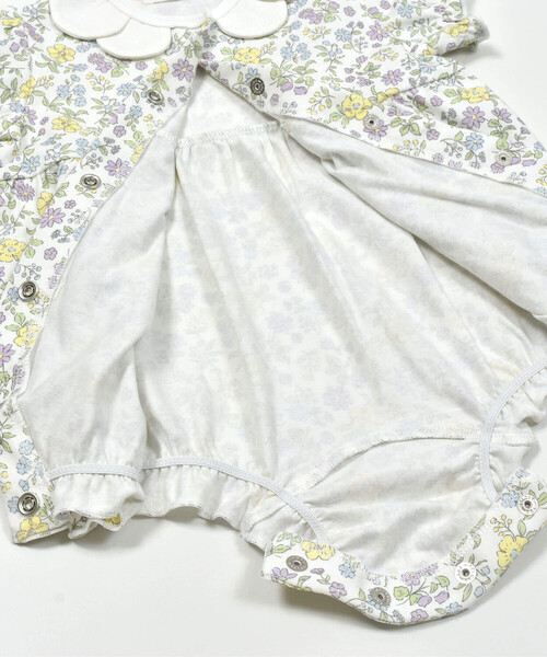 SLAP SLIP BABY（スラップスリップベビー）の「【お揃い】チェリーリボンお花総柄襟付きロンパースベビー(60~80cm)（ロンパース・キッズ・ホワイト系その他2/ピンク系その他/パープル系その他・60cm/70cm/80ｃｍ）」の14枚目の写真