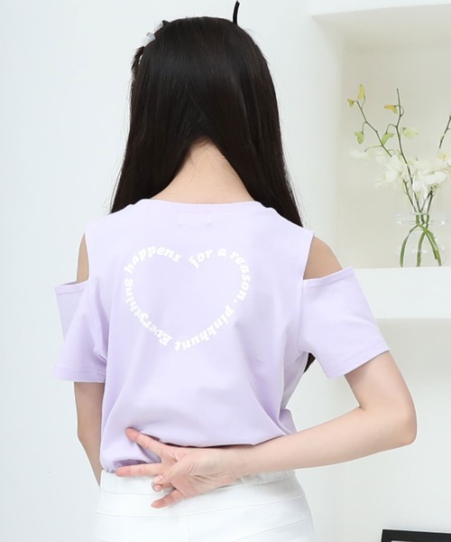 PINKHUNT（ピンクハント）の「PINKHUNT ピンクハント 肩だし バックプリント Tシャツ 9335K（Tシャツ/カットソー・キッズ・パープル/ホワイト/ブラック・120cm/130cm/140cm/150cm/160cm）」の3枚目の写真