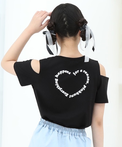 PINKHUNT（ピンクハント）の「PINKHUNT ピンクハント 肩だし バックプリント Tシャツ 9335K（Tシャツ/カットソー・キッズ・パープル/ホワイト/ブラック・120cm/130cm/140cm/150cm/160cm）」の2枚目の写真