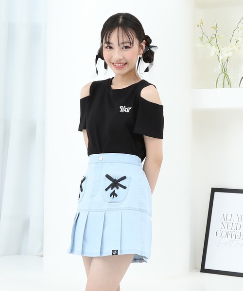 PINKHUNT（ピンクハント）の「PINKHUNT ピンクハント 肩だし バックプリント Tシャツ 9335K（Tシャツ/カットソー・キッズ・パープル/ホワイト/ブラック・120cm/130cm/140cm/150cm/160cm）」の8枚目の写真