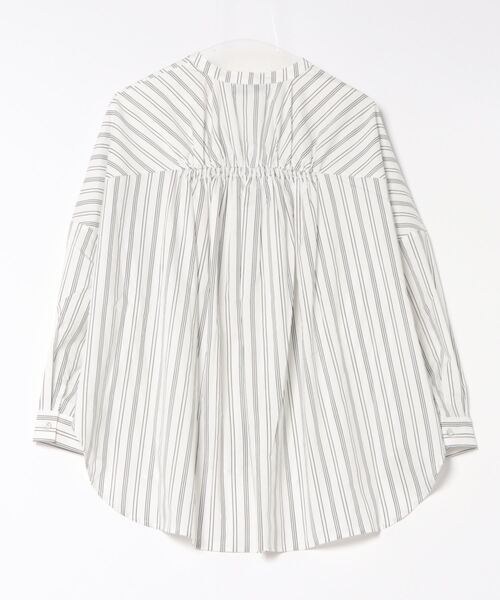 Settimissimo（セッティミッシモ）の「スパンバック ギャザ-デザイン ブラウス シャツ 長袖（シャツ/ブラウス・レディース・ホワイト×ブラック/グレー・FREE）」の8枚目の写真