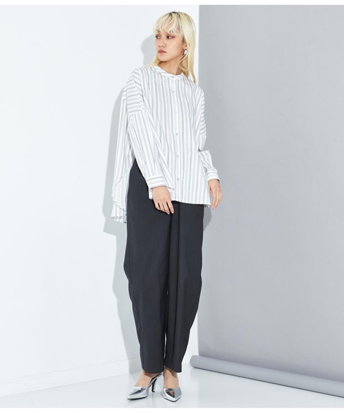 Settimissimo（セッティミッシモ）の「スパンバック ギャザ-デザイン ブラウス シャツ 長袖（シャツ/ブラウス・レディース・ホワイト×ブラック/グレー・FREE）」の20枚目の写真