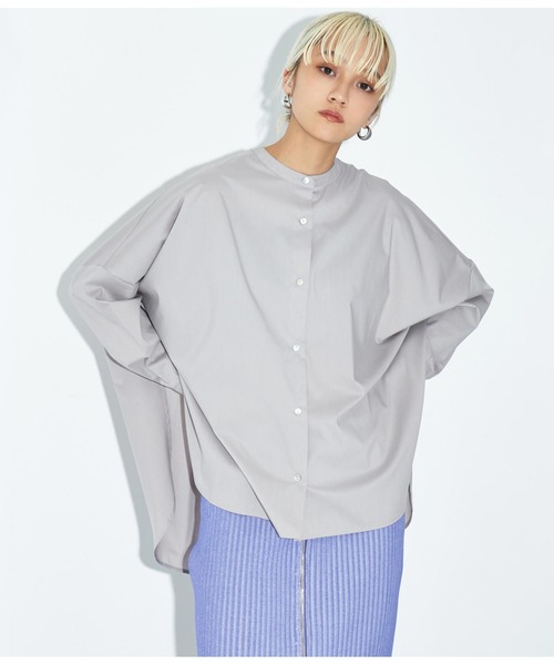 Settimissimo（セッティミッシモ）の「スパンバック ギャザ-デザイン ブラウス シャツ 長袖（シャツ/ブラウス・レディース・ホワイト×ブラック/グレー・FREE）」の9枚目の写真