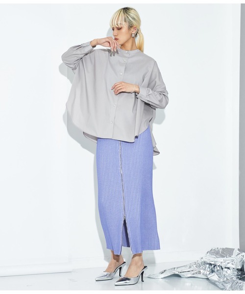 Settimissimo（セッティミッシモ）の「スパンバック ギャザ-デザイン ブラウス シャツ 長袖（シャツ/ブラウス・レディース・ホワイト×ブラック/グレー・FREE）」の14枚目の写真