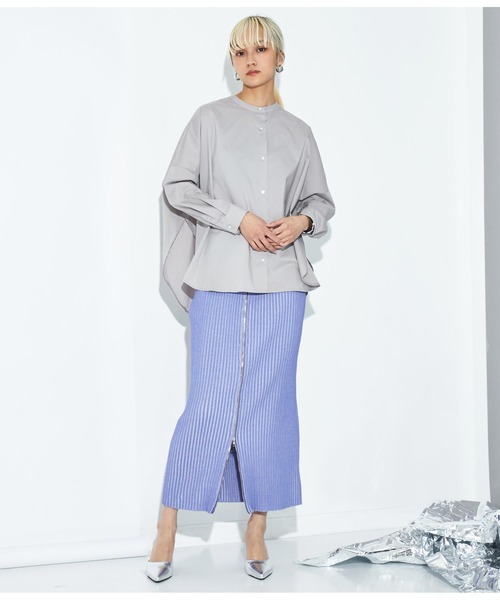 Settimissimo（セッティミッシモ）の「スパンバック ギャザ-デザイン ブラウス シャツ 長袖（シャツ/ブラウス・レディース・ホワイト×ブラック/グレー・FREE）」の12枚目の写真