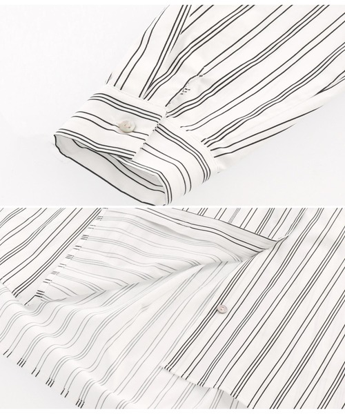 Settimissimo（セッティミッシモ）の「スパンバック ギャザ-デザイン ブラウス シャツ 長袖（シャツ/ブラウス・レディース・ホワイト×ブラック/グレー・FREE）」の7枚目の写真