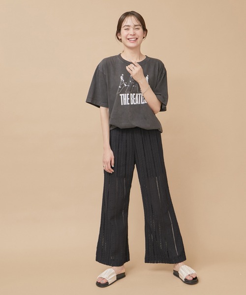 le cercle ADAM ET ROPE'（ルセルクルアダムエロペ）の「ストライプレースソフトフレアパンツ（その他パンツ・レディース・ブラック/オフホワイト・FREE）」の11枚目の写真