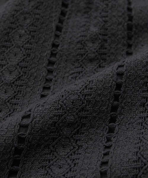 le cercle ADAM ET ROPE'（ルセルクルアダムエロペ）の「ストライプレースソフトフレアパンツ（その他パンツ・レディース・ブラック/オフホワイト・FREE）」の13枚目の写真