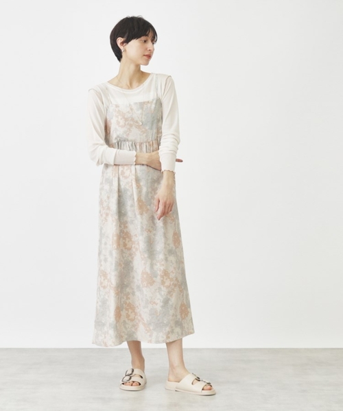 THE SHOP TK (ザ ショップ ティーケー )の「◆マーブル柄バックデザインワンピース【洗濯機OK】(ワンピース・レディース・ブルー系5/オレンジ系1/ブラック・99)」の1枚目の写真