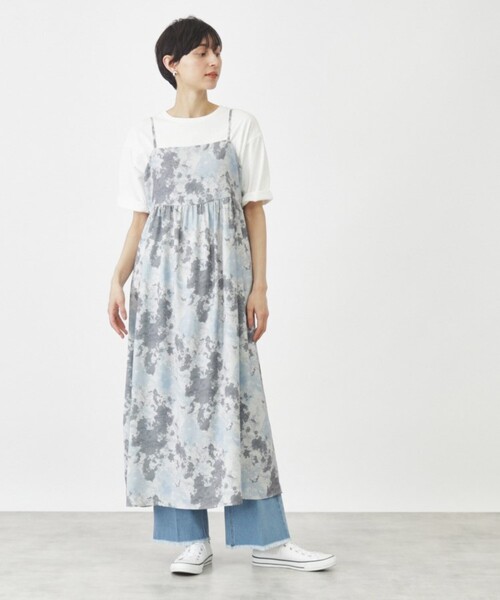 THE SHOP TK (ザ ショップ ティーケー )の「◆マーブル柄バックデザインワンピース【洗濯機OK】(ワンピース・レディース・ブルー系5/オレンジ系1/ブラック・99)」の6枚目の写真