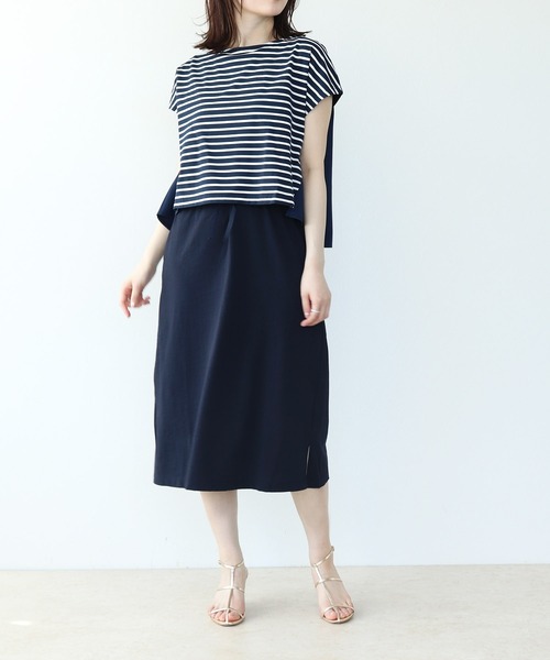 Jines(ジネス)の「ボーダーTシャツセットワンピース(ワンピース・レディース・ブラック/ネイビー・38)」の1枚目の写真