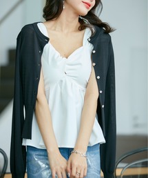 visage（ビサージュ）の「フロントねじれリボンノースリーブブラウス（シャツ/ブラウス）」