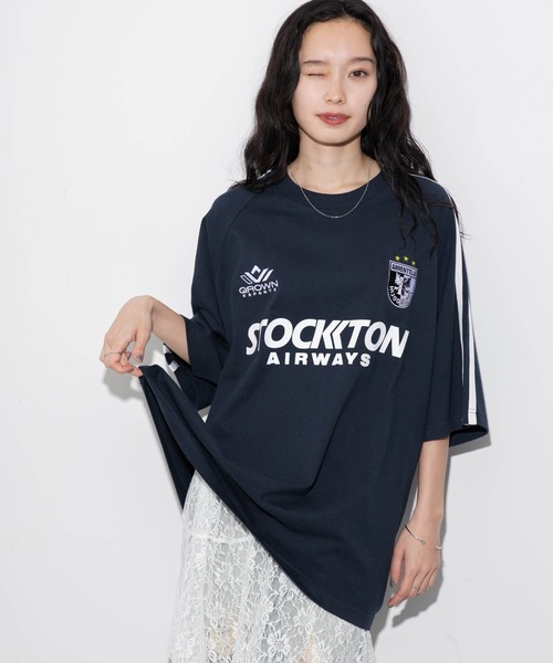 WEGO（ウィゴー）の「WEGO/ラインゲームロゴT（Tシャツ/カットソー・メンズ・ホワイト/ネイビー/ブラック/ピンク/グリーン・MEDIUM/LARGE）」の4枚目の写真