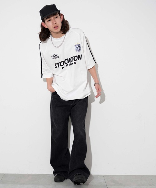 WEGO（ウィゴー）の「WEGO/ラインゲームロゴT（Tシャツ/カットソー・メンズ・ホワイト/ネイビー/ブラック/ピンク/グリーン・MEDIUM/LARGE）」の7枚目の写真