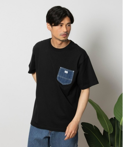 Lee(リー)の「【Lee】別注 デニムポケット Tシャツ(Tシャツ/カットソー・メンズ・ブラック・XL/L/M)」の1枚目の写真