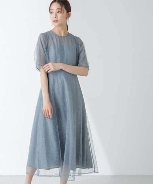 kaene（カエン）の「Kaene/ラメミックスエアリードレス（ワンピース・レディース・サックスブルー/オレンジ・38）」の2枚目の写真