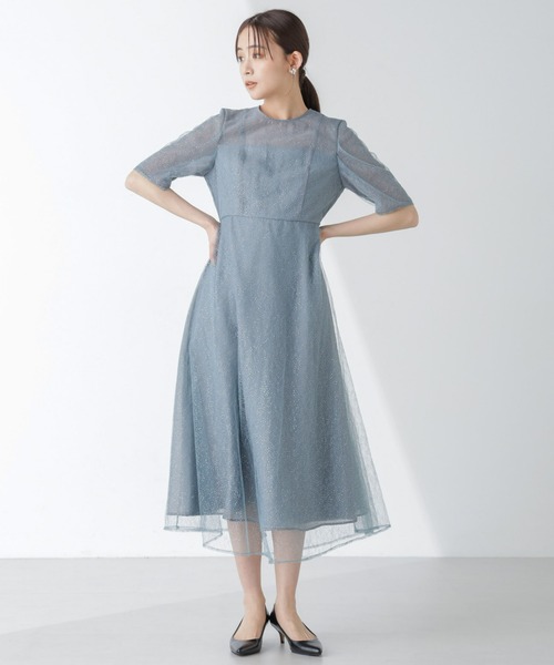 kaene（カエン）の「Kaene/ラメミックスエアリードレス（ワンピース・レディース・サックスブルー/オレンジ・38）」の4枚目の写真